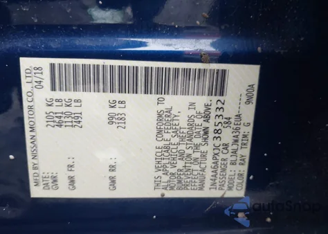 2018 Nissan Maxima 3.5 Sv from USA, damaged, VIN 1N4AA6APXJC385332